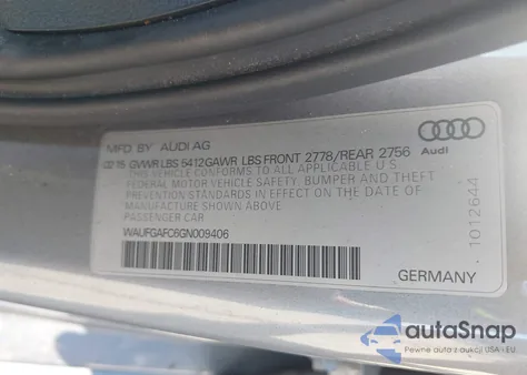 2016 Audi A6 3.0T Premium Plus z USA, uszkodzony, nr VIN WAUFGAFC6GN009406
